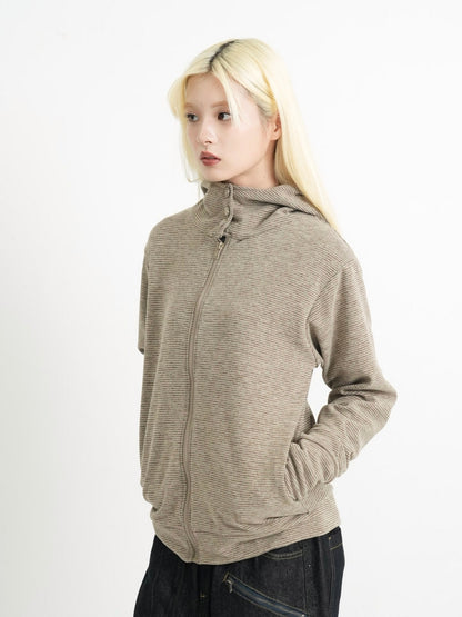 fleece zip button hood tops