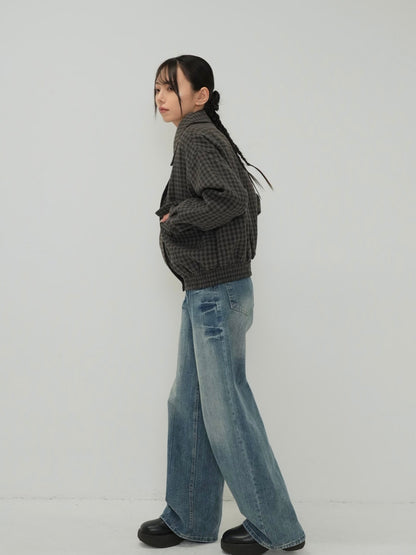 check pocket blouson