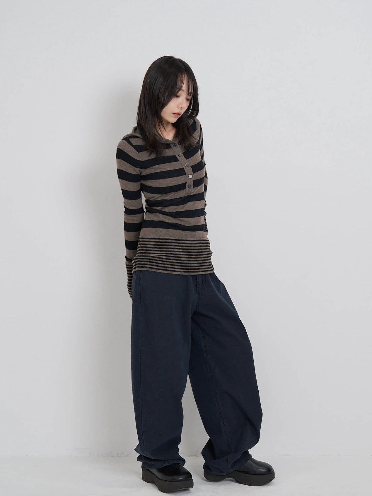 tight stripe hood knit