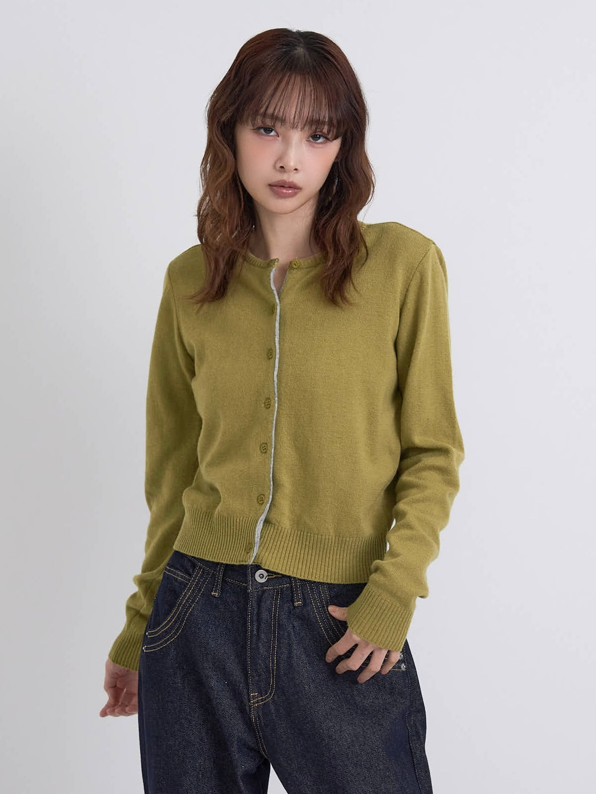 contrast line cardigan