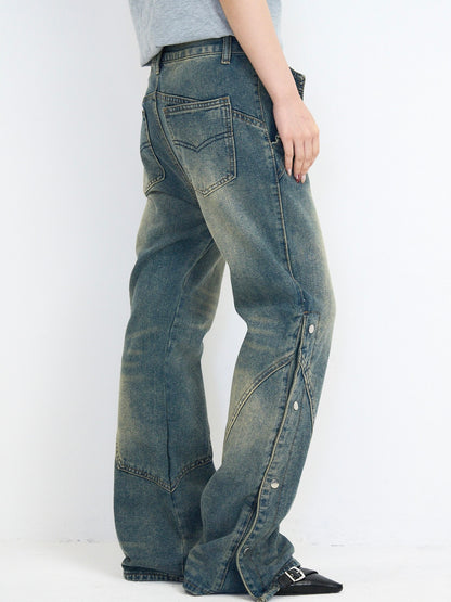 wide slit bootcut denim pants