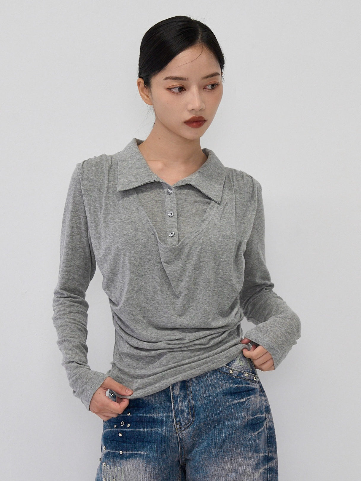 curve collar tops