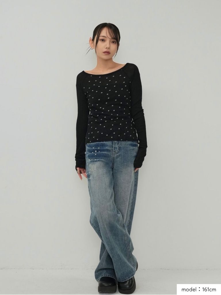 light dot raglan tops