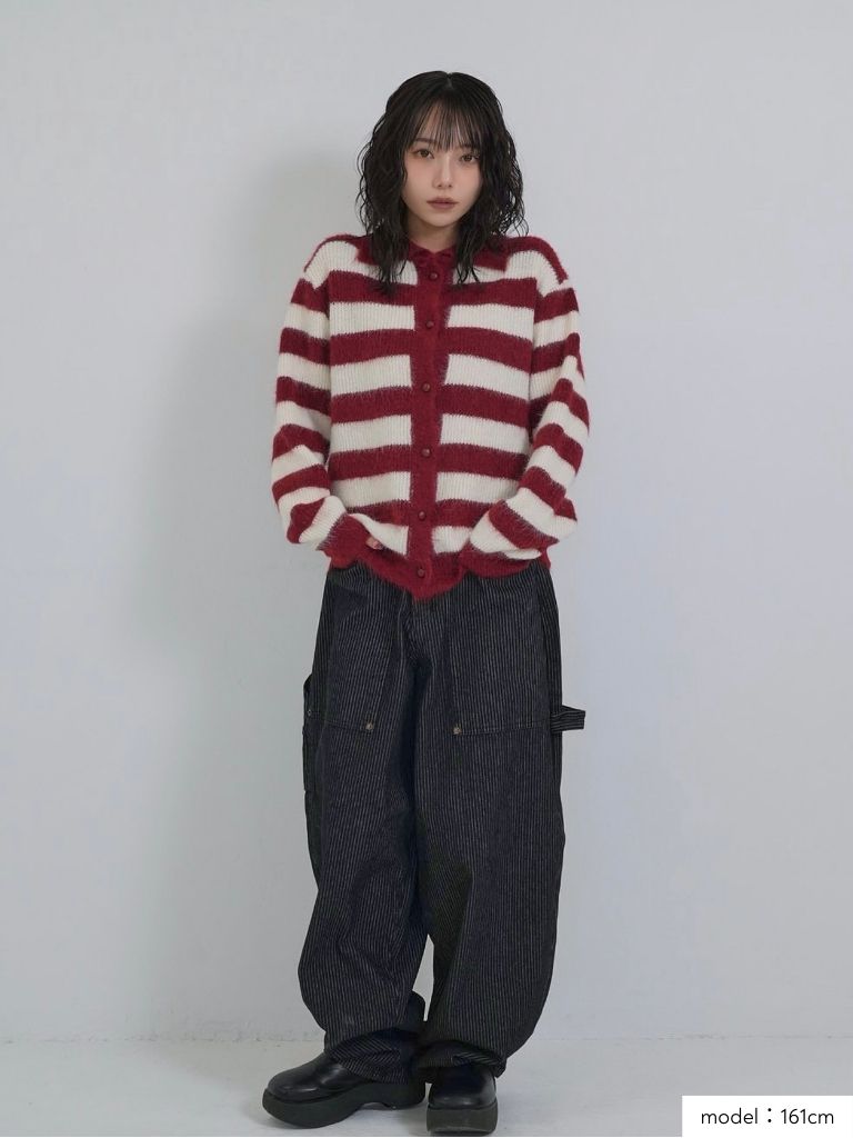 border color knit cardigan