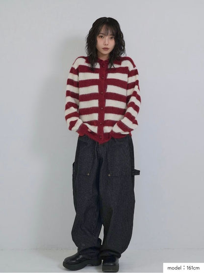 border color knit cardigan