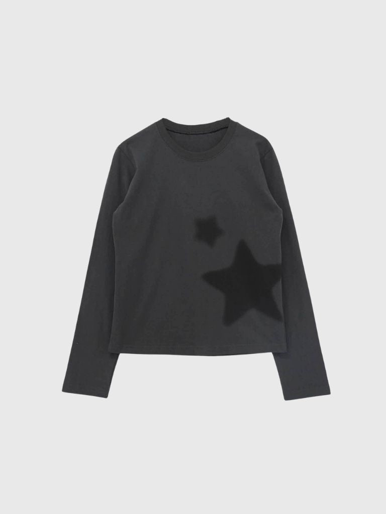 star print basic long tops