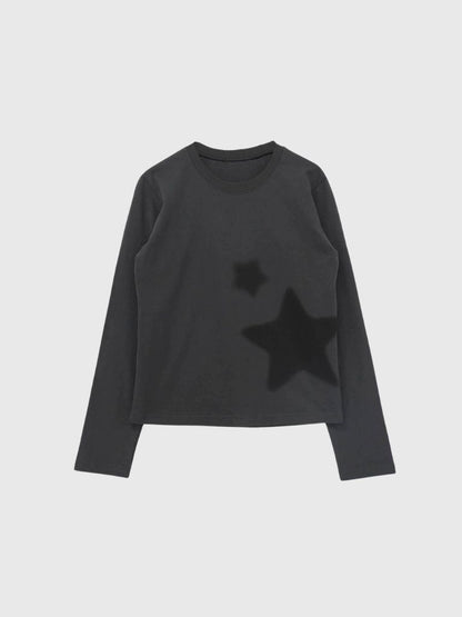 star print basic long tops