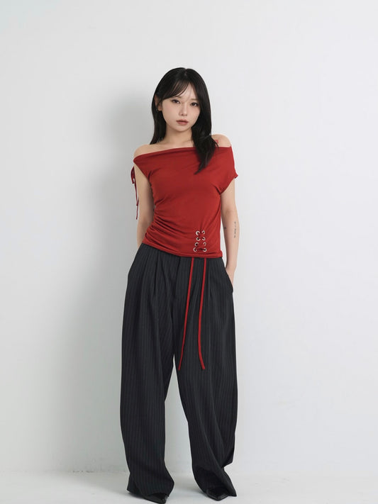 eyelet one shoulder tops