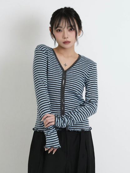 punching stripe cardigan