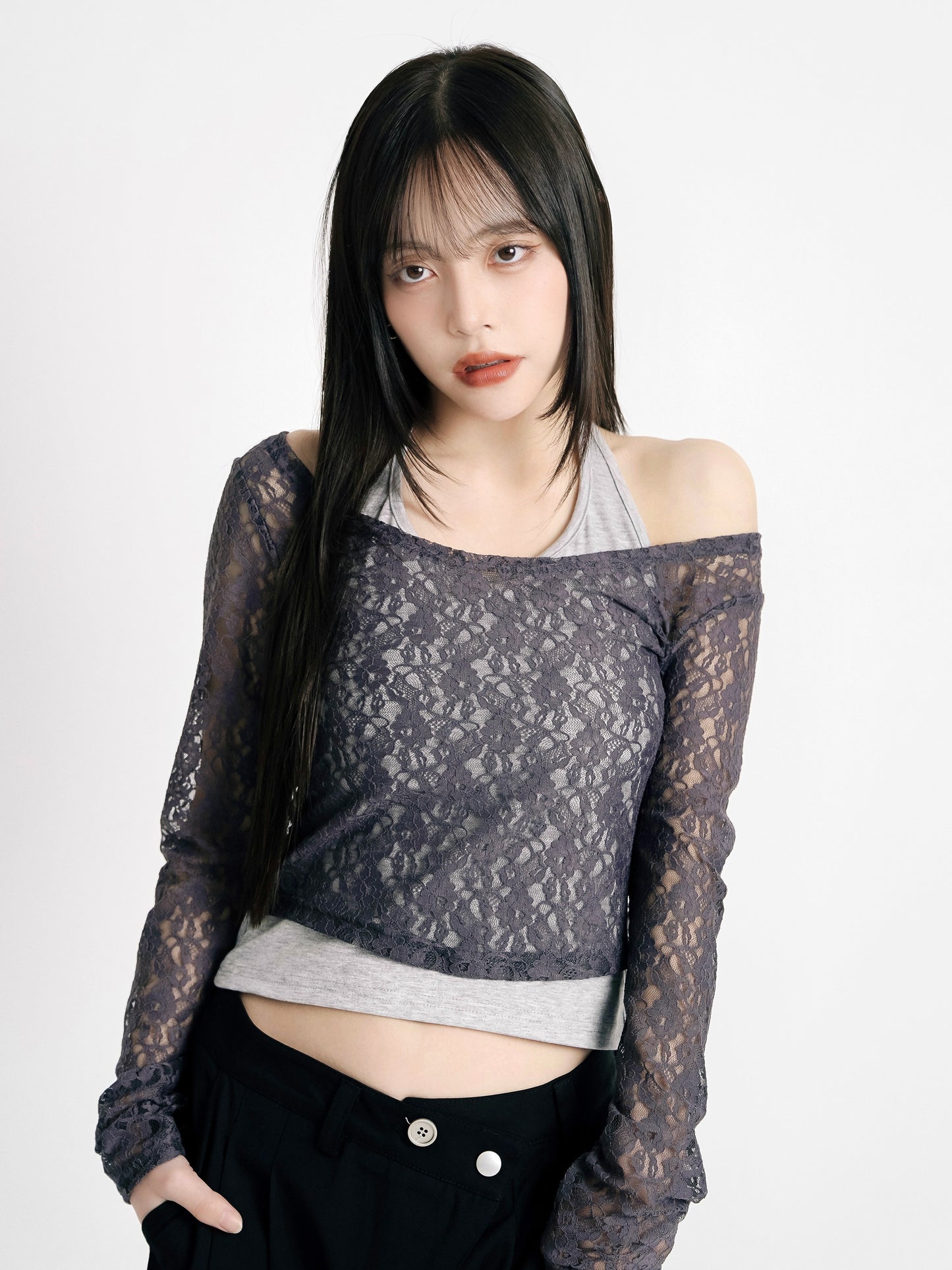 layered lace halter tops