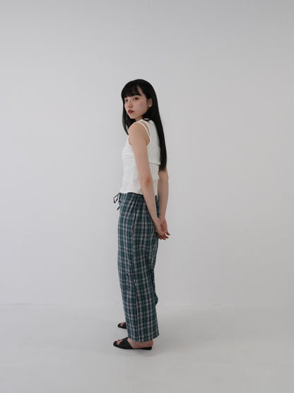 drawstring check skirt