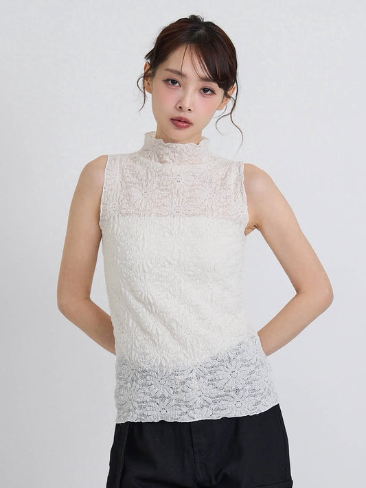 flower lace sleeveless top