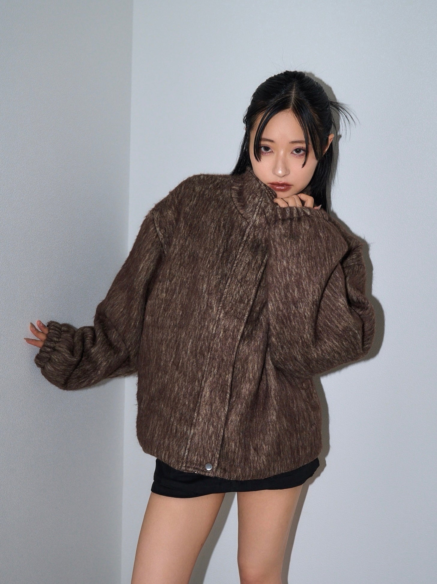 【ヨウ】Enewdnina mohair wool blouson mohair tuck blouson – enewdnina