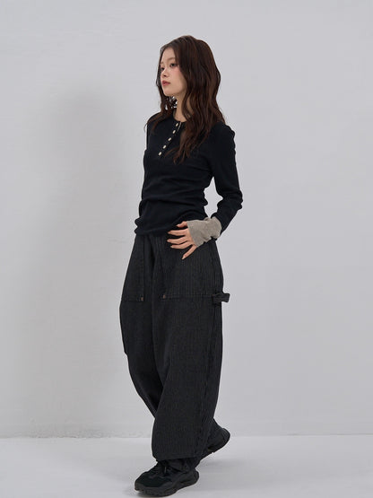 bicolor button round tops