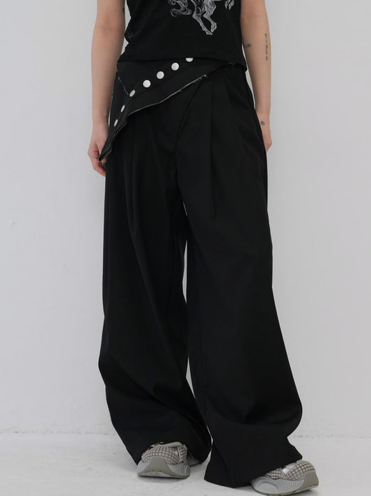 layered belt wide pants