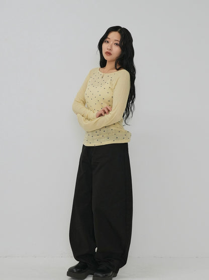 back belt detail wide pants