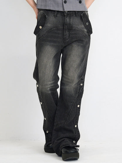 wide slit bootcut denim pants