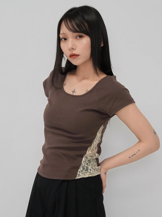 lace panel crop tops