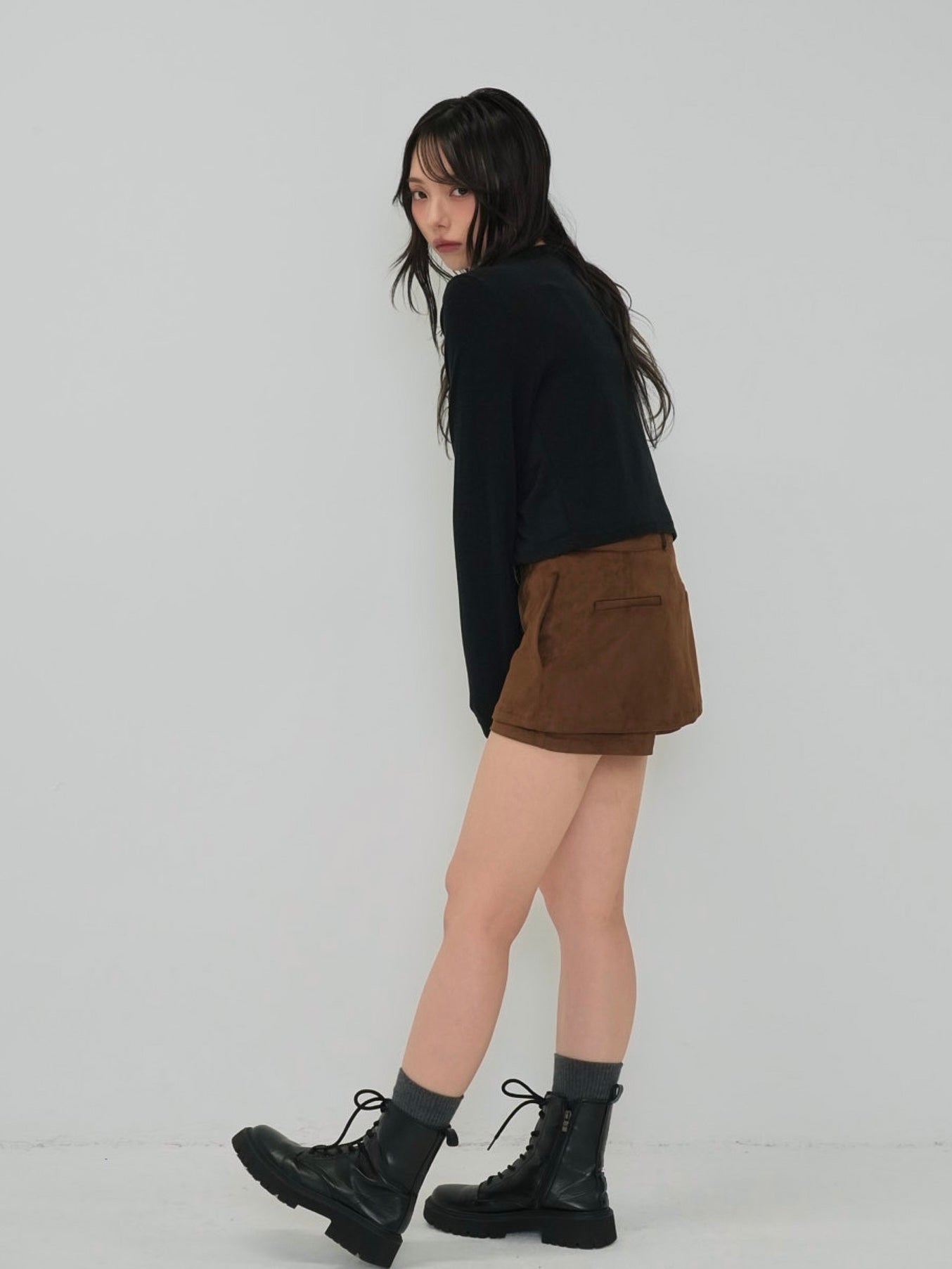 suede mini skirt pants
