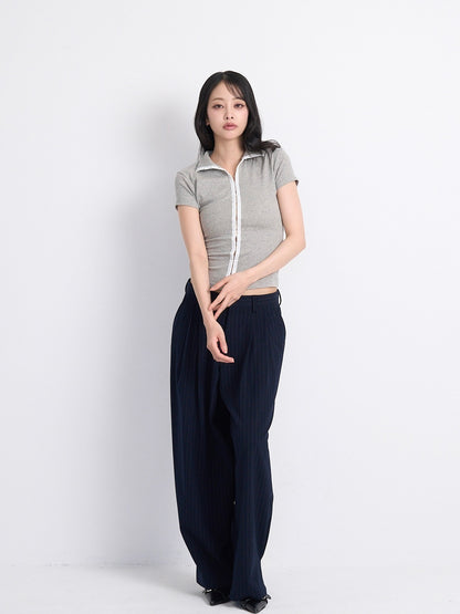 wide stripe tuck pants