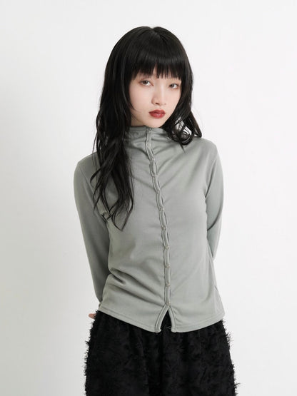 high neck fitted cardigan
