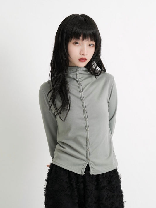 high neck fitted cardigan