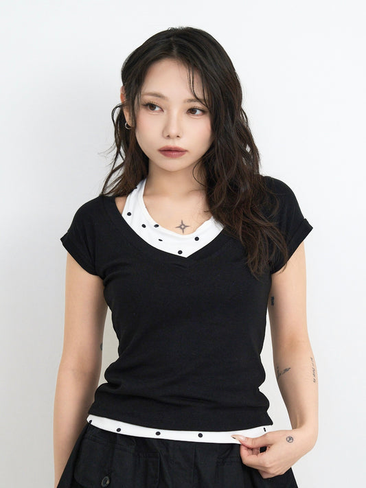 polka dot layered tops