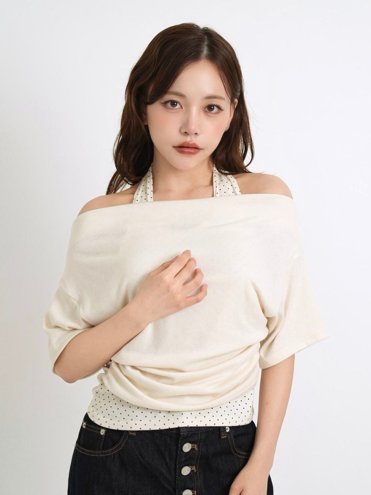 drape dot layered tops