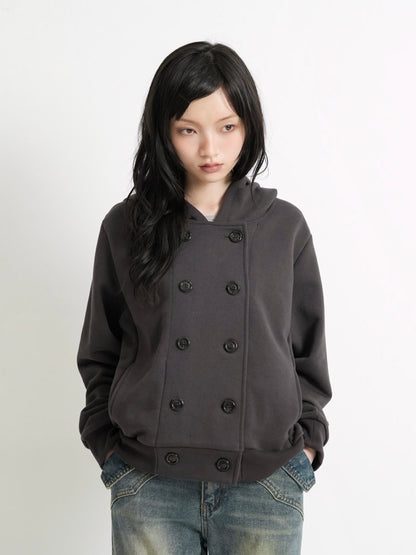 button front hooded jacket