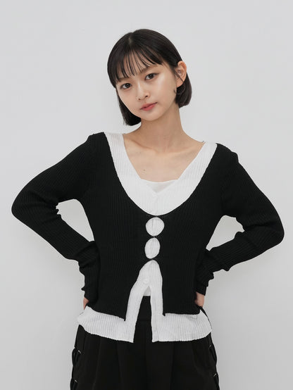 twin layered knit cardigan