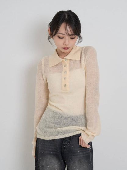light sheer polo knit