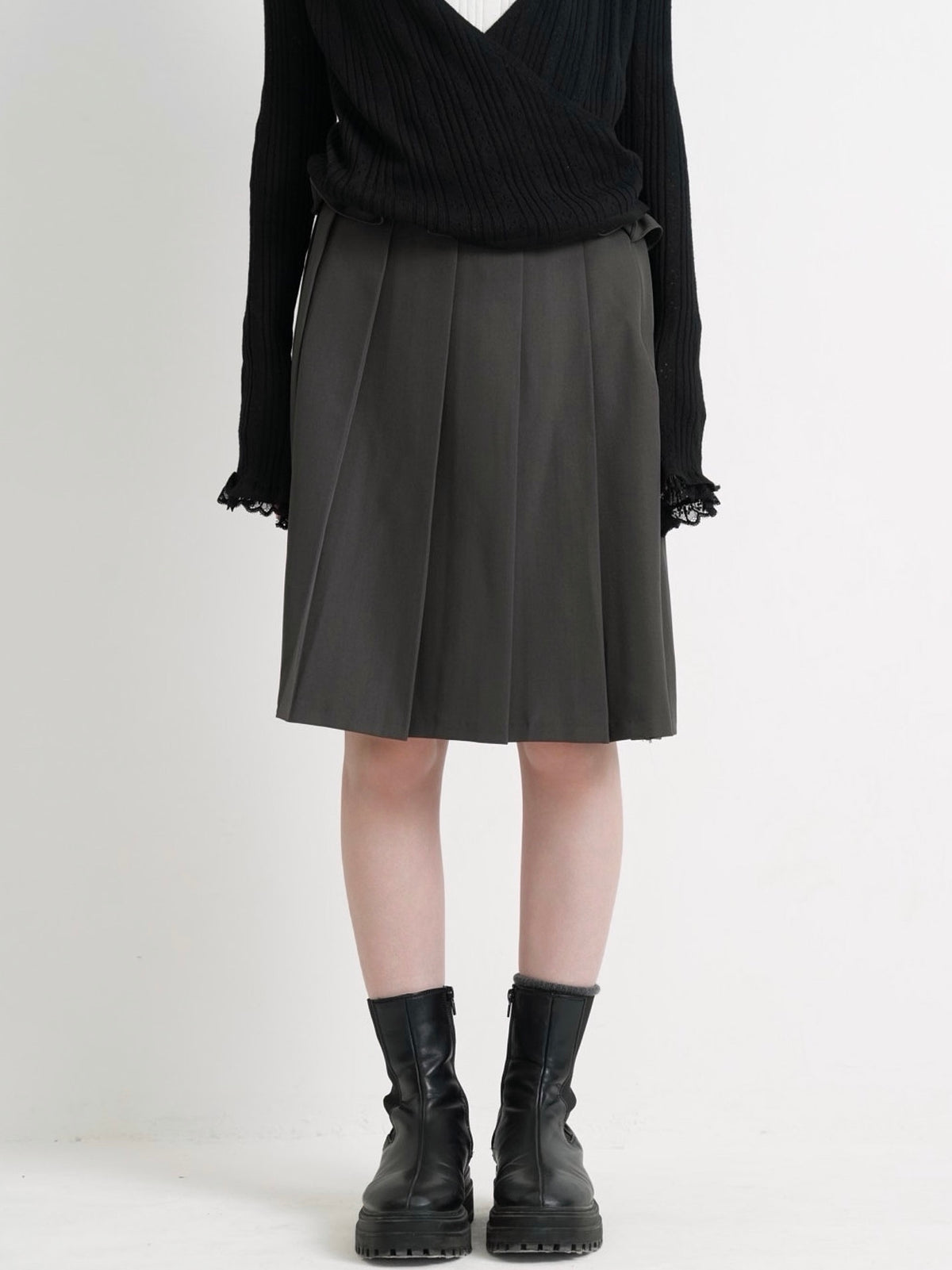 frill waist pleated skirt