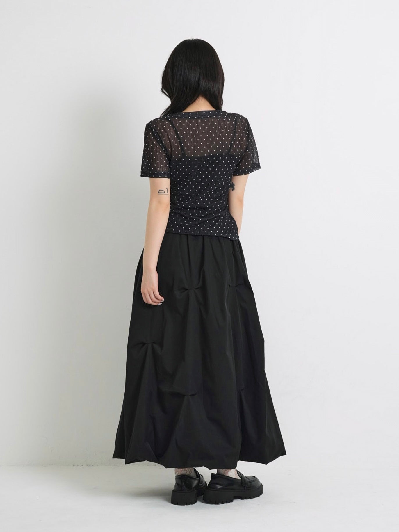 double layered dot sheer tops