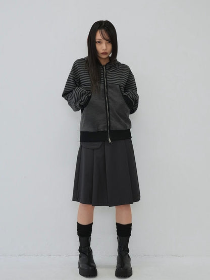 stripe pattern zip hoodie