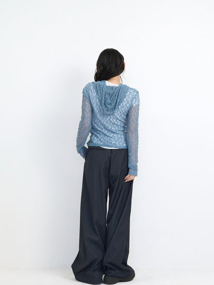 lace zip up tops