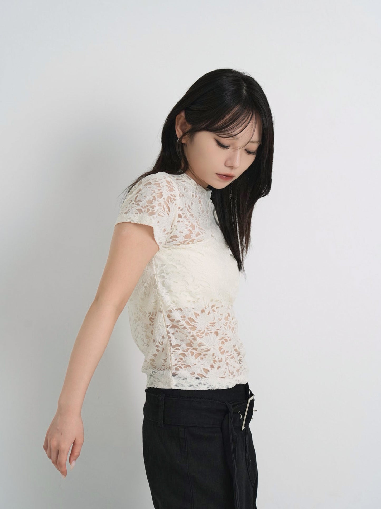 sheer flower lace tops