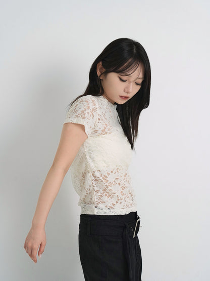 sheer flower lace tops