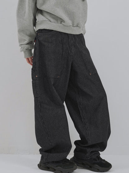 loose stripe wide pants