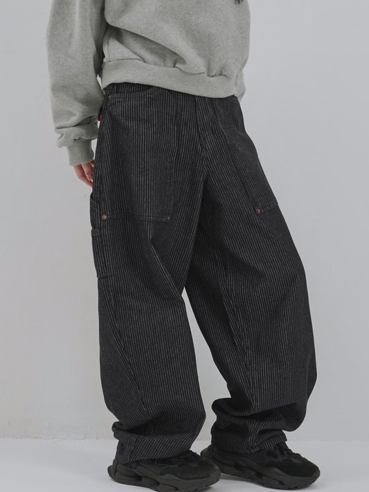 loose stripe wide pants