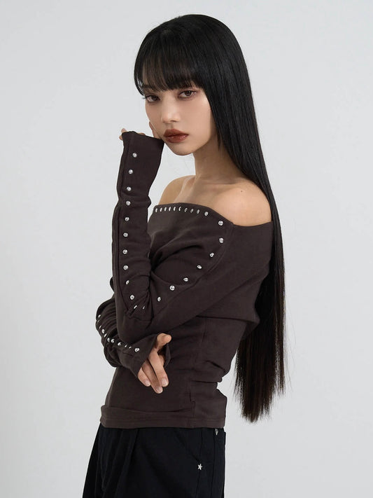studs off shoulder tops