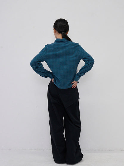 sleeve detail check shirt