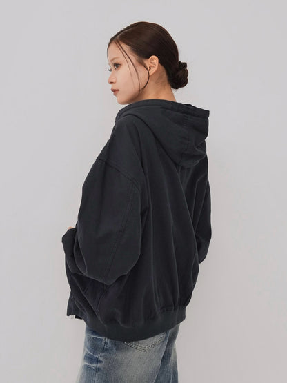 over pocket zip up hoodie