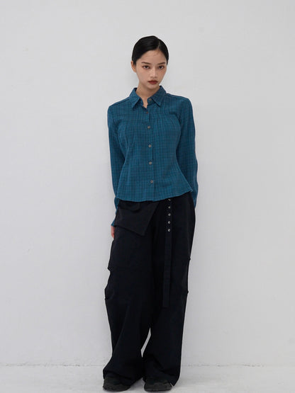 sleeve detail check shirt