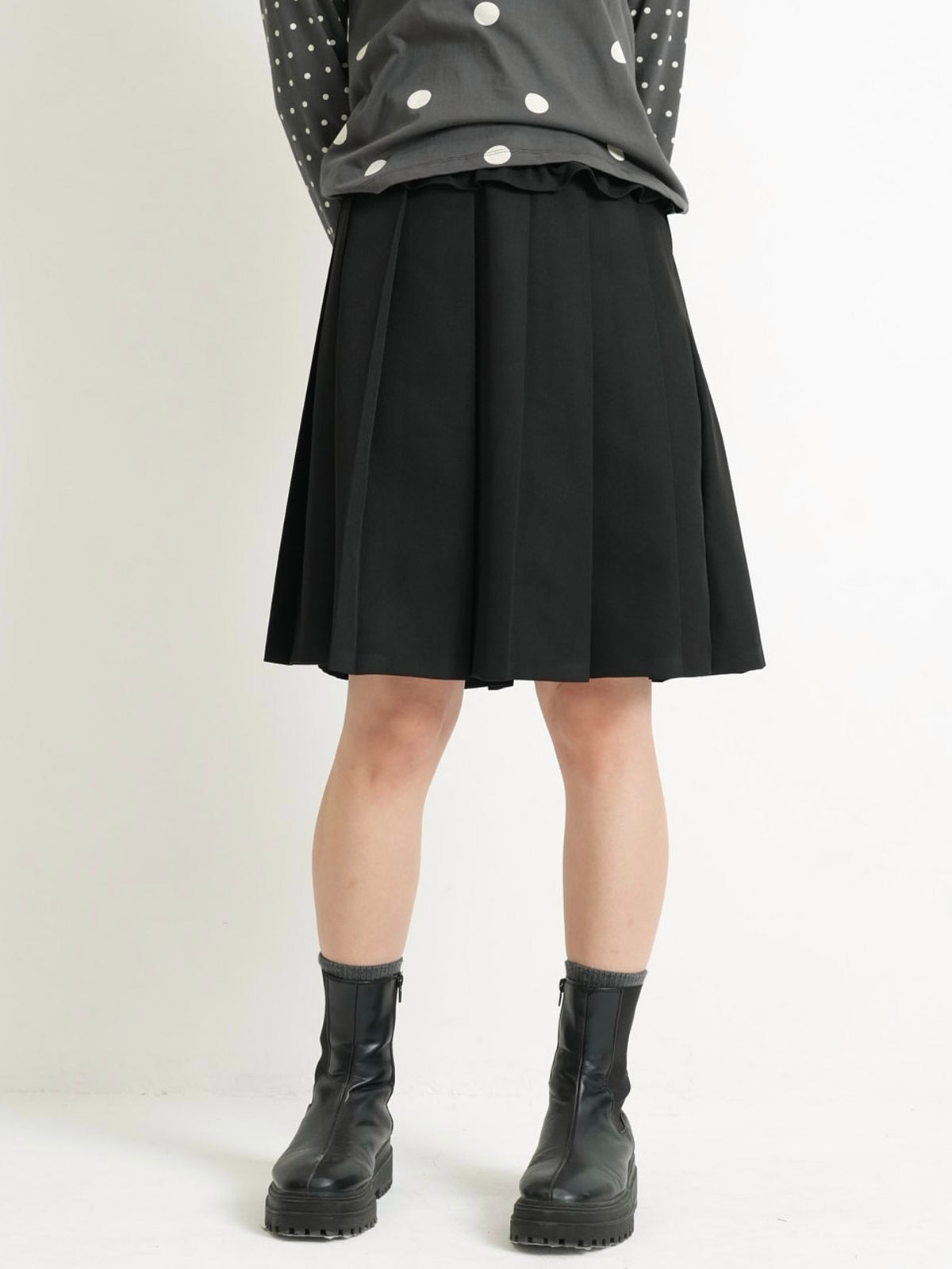 frill waist pleated skirt