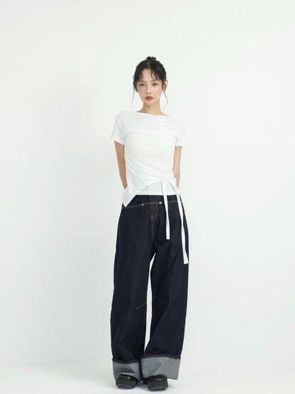 side tie snap tops