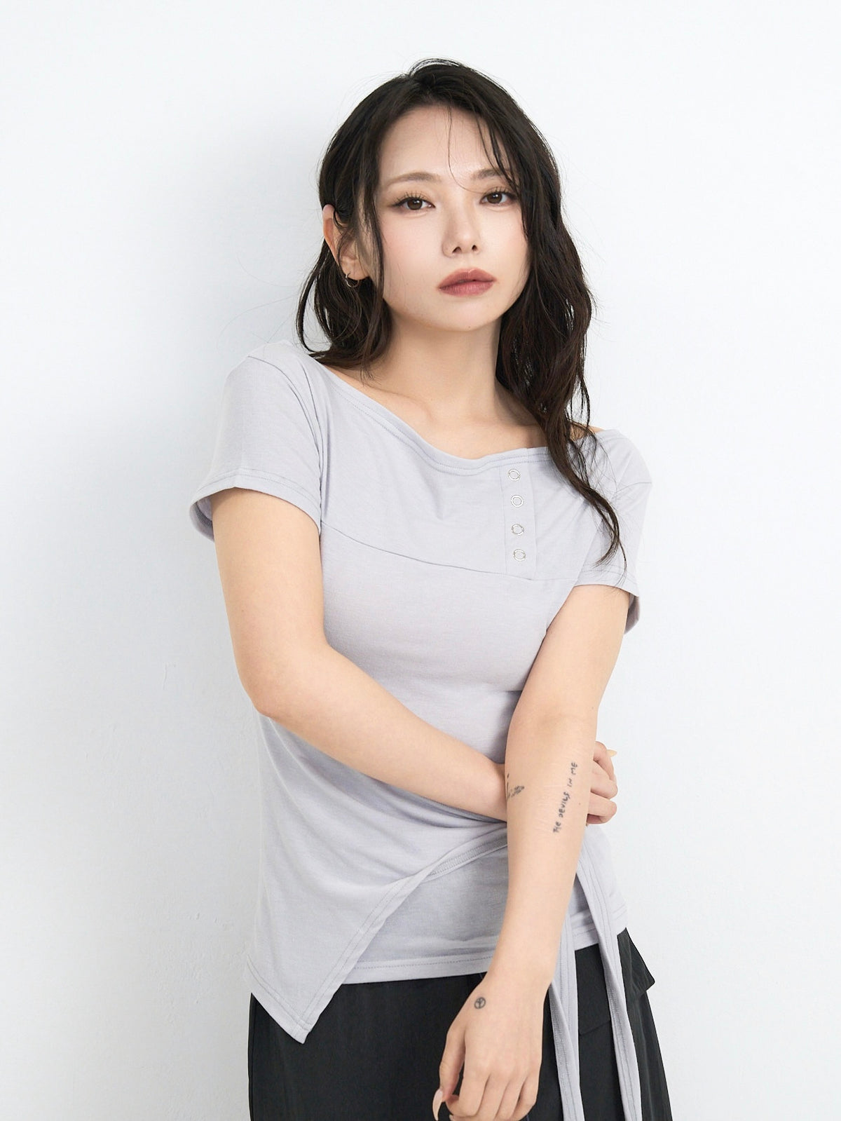 side tie snap tops