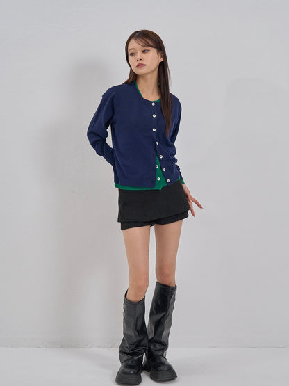 layered panel cardigan