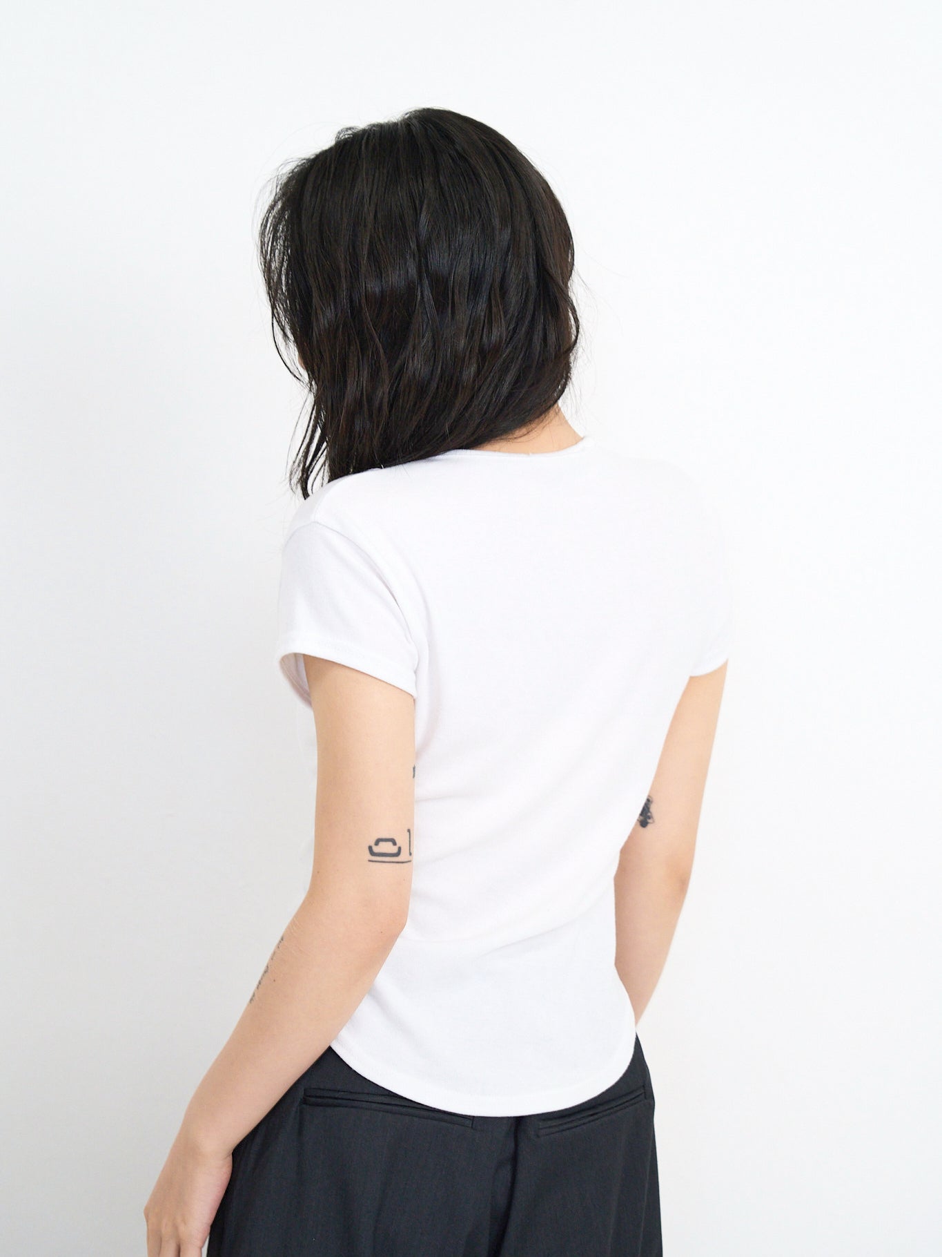cropped stud henley tops