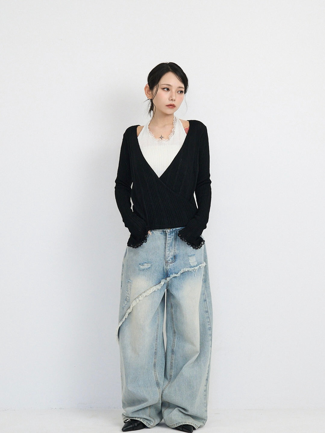deep v neck cardigan