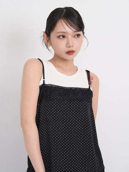 dot lace slip dress